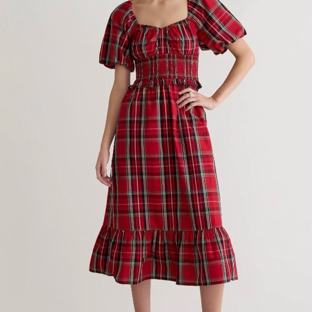 J Crew Plaid Red Dress